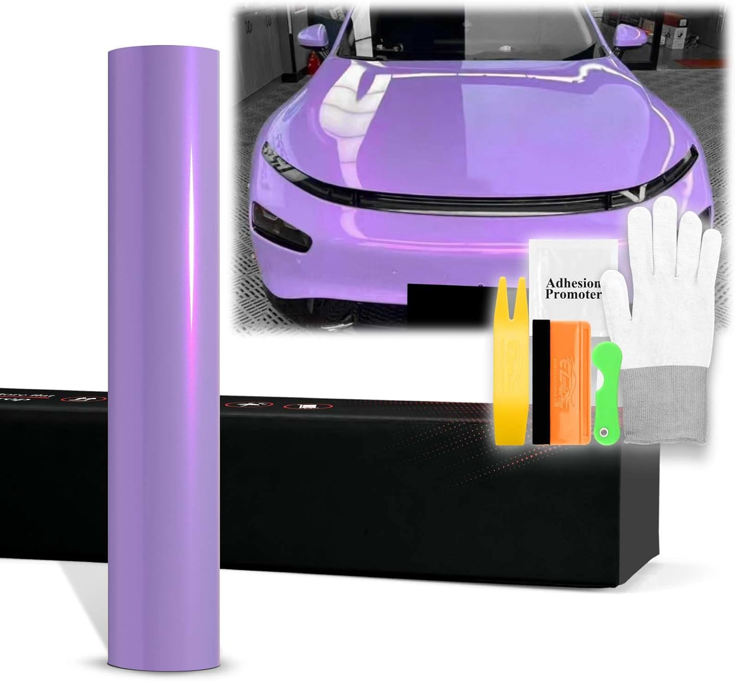 60"x720" (5FTx60FT) Candy Purple PET Space Candy Gloss Chameleon Metallic Color Shift Color Change Vinyl Wrap Auto Car Sticker Decal Film Sheet Bubble Free Air Release Technology with Tool Kit
