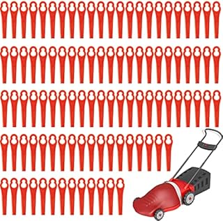 SZXMDKH Grass Trimmer Blades, Plastic Cordless Strimmer Blades, 83 mm Lawn Mower Cutting Blades Garden Mower Replacement Blades for Einhell Grass Strimmer-Red(100PCS)