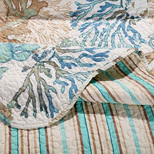 Greenland Home Atlantis Coastal Sea Coral Oversized Reversible Quilt Set, 2-Piece Twin/XL, Jade - Image 3