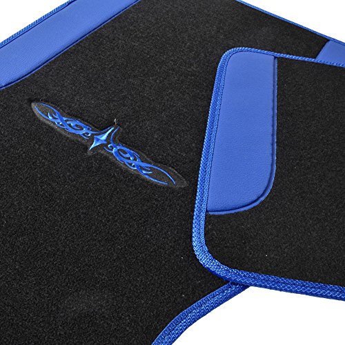 Bdk Sport Series Rome Sport Black/Blue Stripe Seat Covers W/ Split Bench & Vinyl Trim Carpet Mats Full Set #TOP7