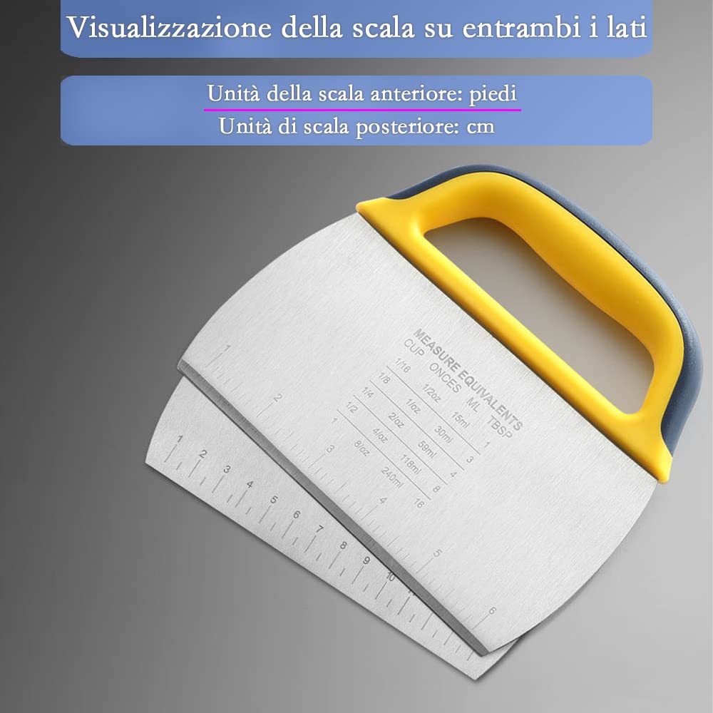 2 Pezzi Tarocco Per Impasti Multiuso con Scala Graduata In Acciaio Inox, Taglia Impasto per Torte, Pizza, Torte, Dough, Utensili da Forno, Spatola/ Tagliapasta