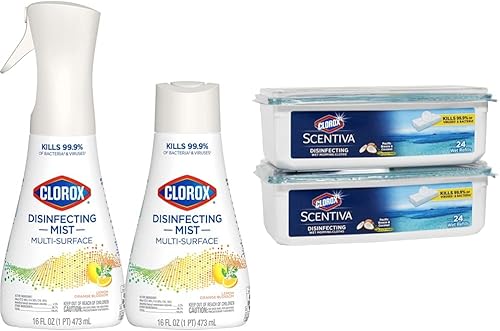 Clorox Paquete de limpieza desinfectante con aroma a limón y flor de naranja (1 botella de spray y 1 recarga, 16 onzas líquidas cada uno) paños de disponible en Yaxa Peru