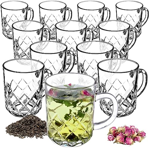 KADAX Teegläser 230ml, 12er Set, Gläser mit Griff, spülmaschinenfest, Trinkgläser für Kaffee, Tee, Wasser, Saft, Drink, Garten, Saftgläser, Wassergläser, Gläserset (Modell 1)