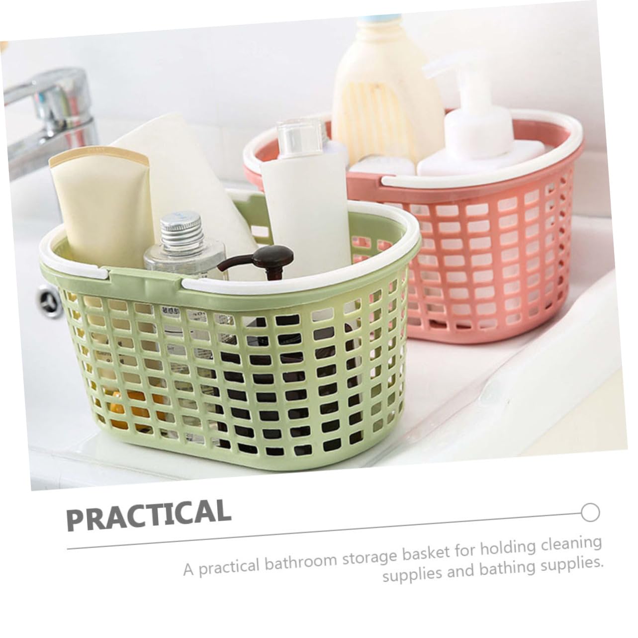 6piezas Cesta De Ducha Portátil Con Asas Organizador De Baño Plástico Para Champú Acondicionador y Artículos De Higiene