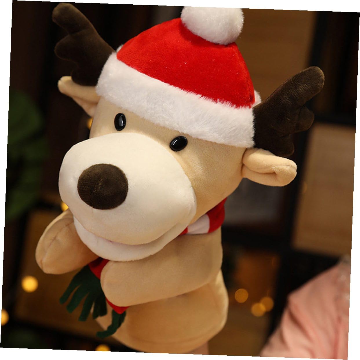 Juguetes de Peluche Marioneta de Mano de Ciervo Delicada Juguete de Dedo Navideño Interactivos Fiesta de Navidad