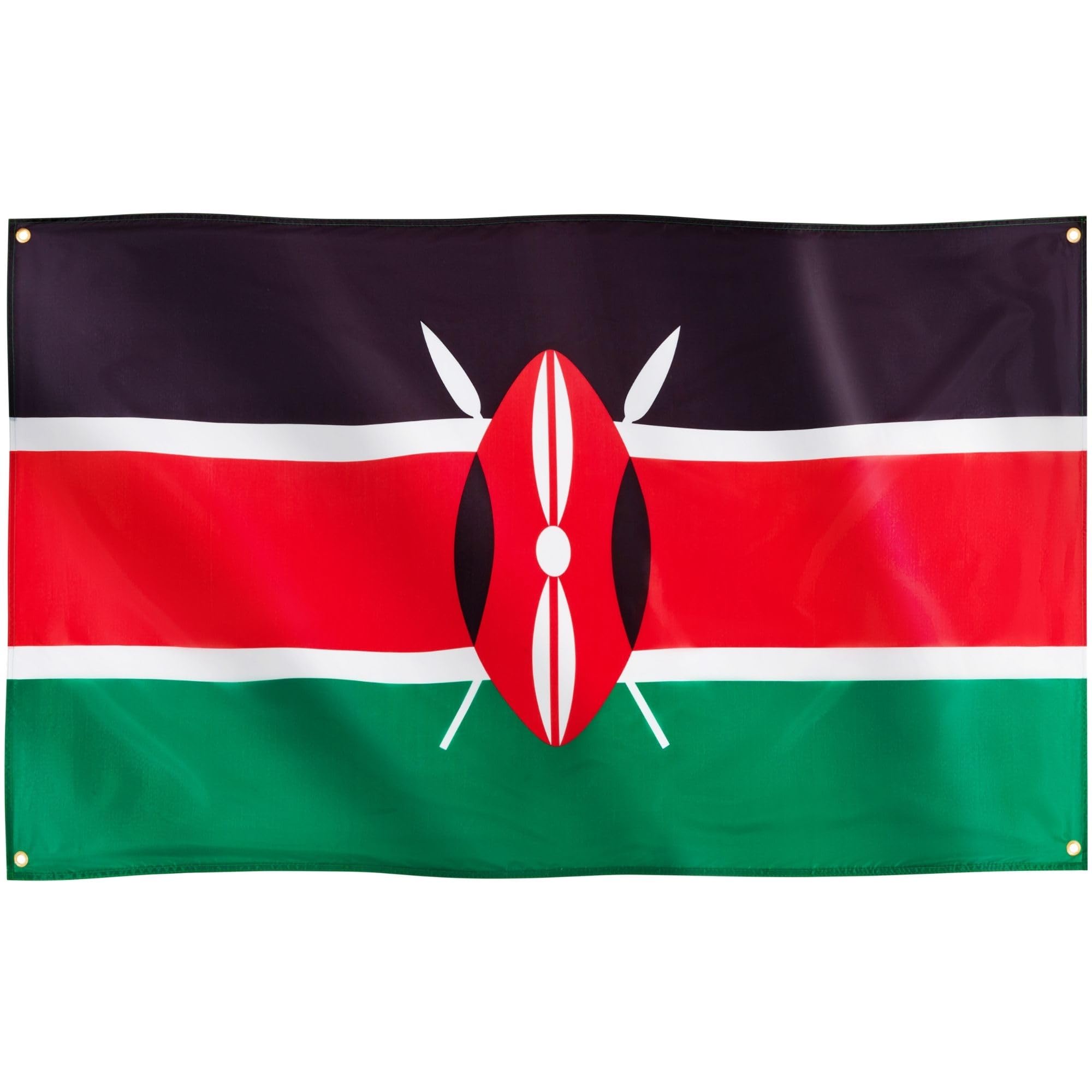 Runesol Kenya Flag 91x152cm (3ft x 5ft), 4 Grommets with Eyelet in Every Corner