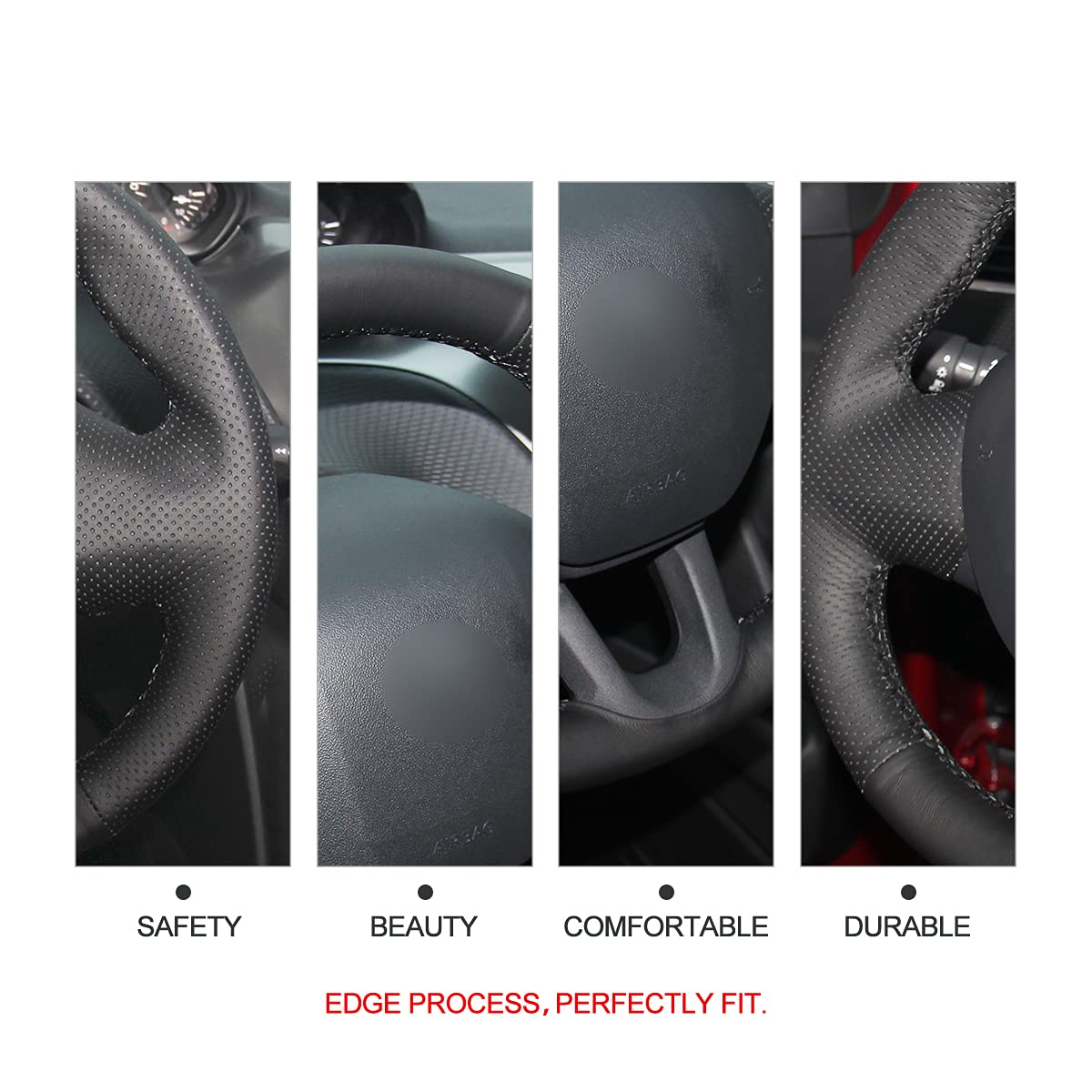 Housse De Volant En Cuir PU Et Fibre Carbone Pour Peugeot 208 / E208 (2020-2022) - Antidérapante, Confortable, Protection Et Style - 8