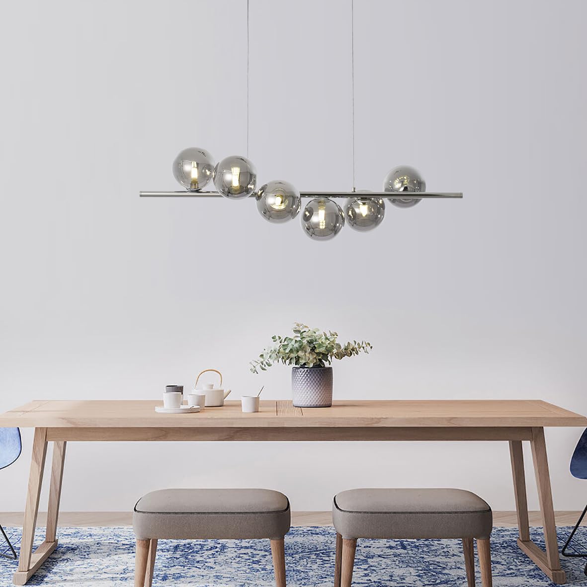 Silamp Lampadario a sospensione 6 sfere in vetro fume V721-SILVER