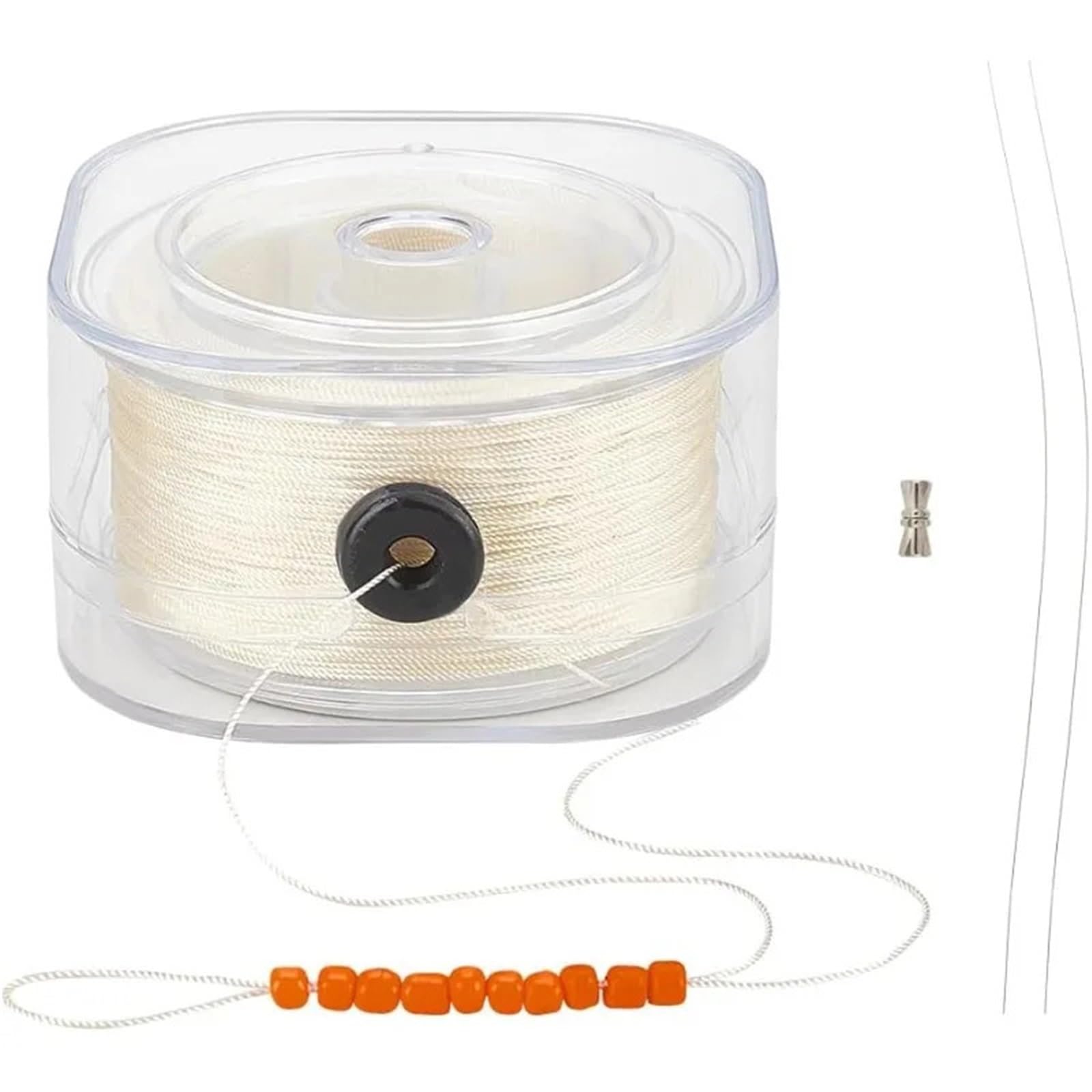 Elastic String for Bracelets 3Set 0.4mm Bracelet Beading Thread Seed Bead Sewing with Leading Wire and Organizing Case Jewelry Making Necklace(Aech02-16542)