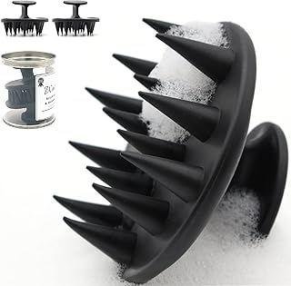 (2-Pack) Hair Scalp Massager for Hair Growth, Mold-Free Silicone Scalp Massager Shampoo Brush, Scalp Scrubber Exfoliator for Dandruff Itchy Flaky Scalp, Works for Wet and Dry Hair, WAKISAKI (Black)