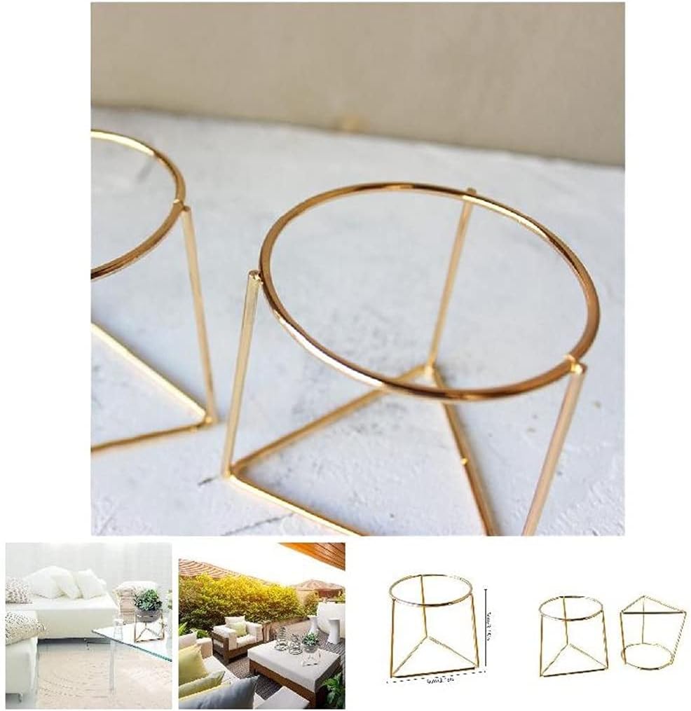 2 Pctraditional Geometric Decoration Flower Pot Geometric Metal Rack Plant Care Display Holder