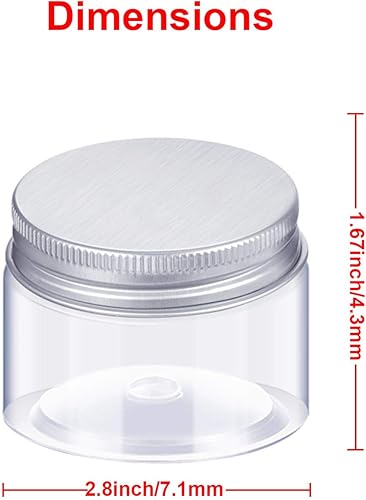 Miniatura 10 de Paquete de 12 tarros de plástico transparente de boca ancha con tapas para productos de belleza (6 onzas)