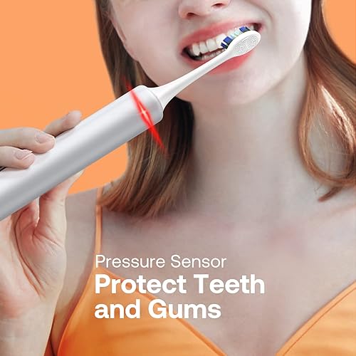 Miniatura 6 de Bitvae Smart S3 - Cepillo de dientes eléctrico sónico para adultos, batería de 180 días, recargable con sensor de presión, color dorado champán