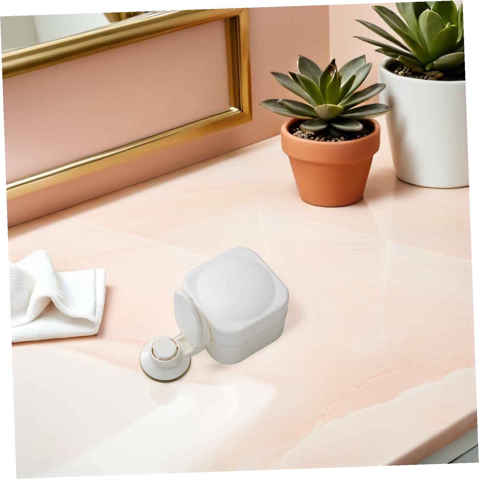 Dispensador de Jabón para Ducha de Baño Ventosa, Montaje en Pared sin Taladro, Plástico Abs de Color Claro, Manual Fácil de Presionar, Uso en Baño y Cocina, Diseño Compacto
