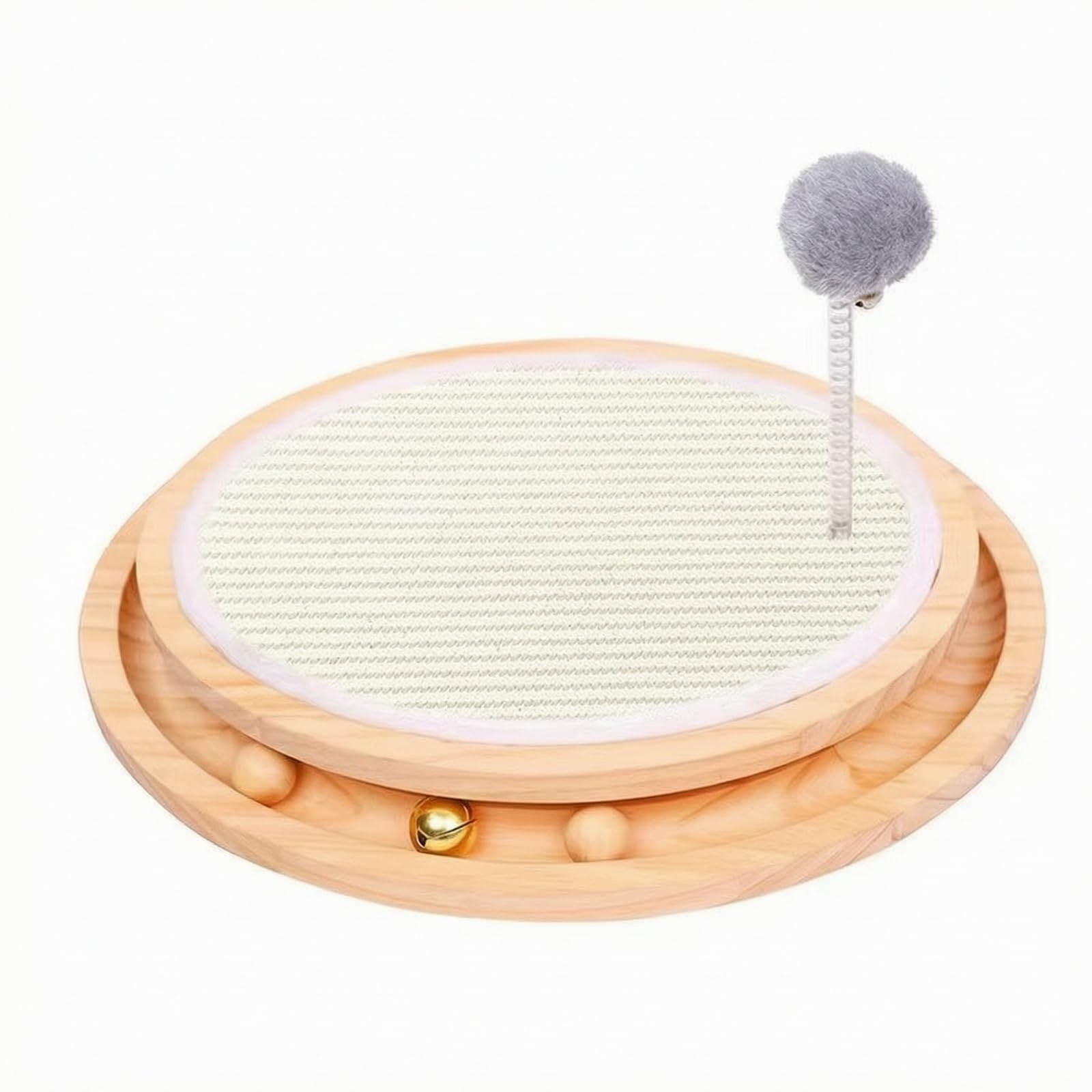 Tiragraffi per Gatti Tavola Tiragraffi Pannello Gioco con Superficie Intrecciata in Sisal Struttura in Abete Palla Morbida a Molla Pista con Sfere