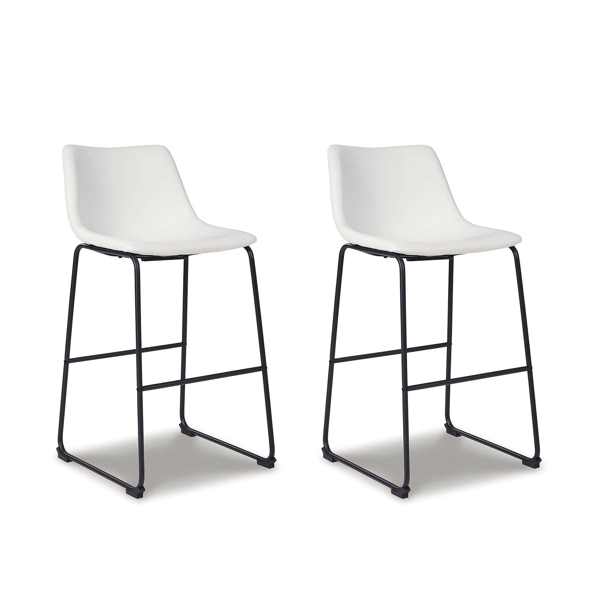 Signature Design by Ashley Centiar Urban Industrial 28.75" Pub Height Bucket Seat Barstool, 2 Count, White