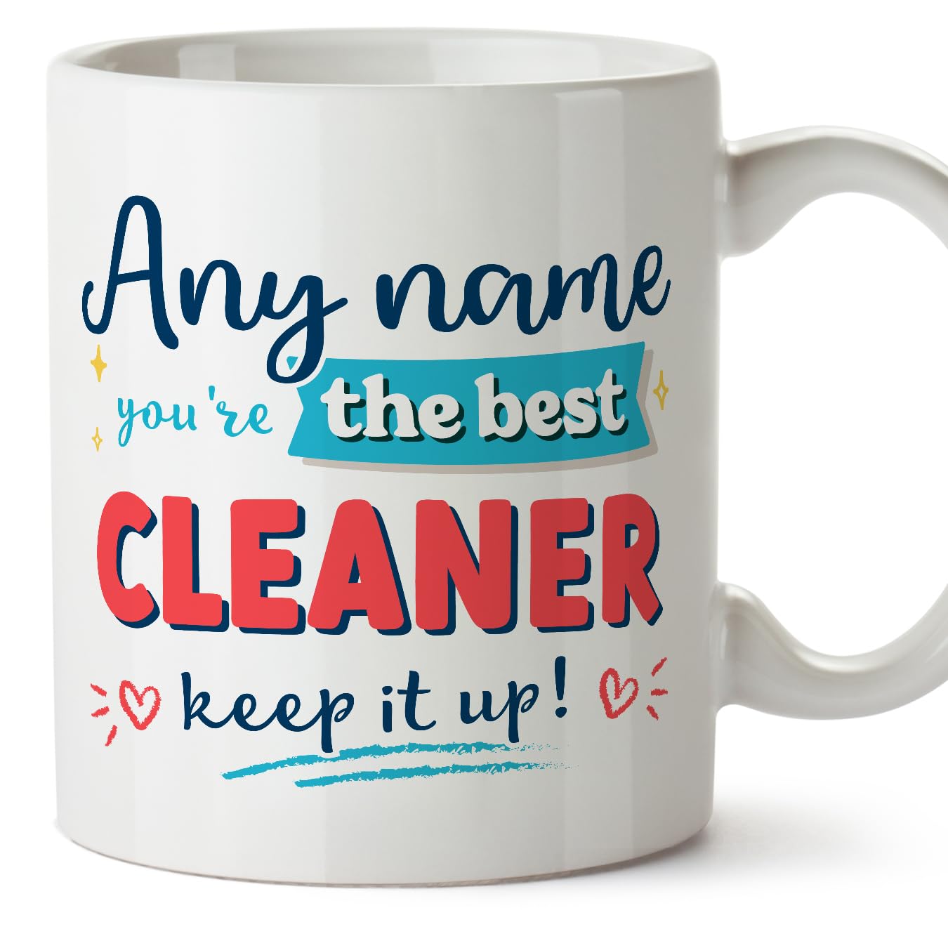 MUGFFINS Personalised Mug for Cleaner man - in English - Keep it up! - Funny Custom Gift for Colleagues - Ceramic 11oz Mug โ image 1