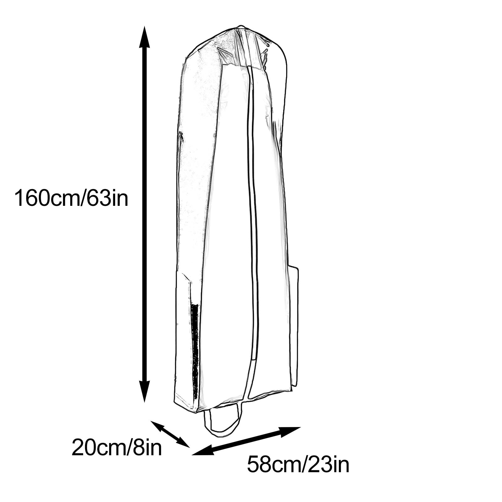 Funda para Ropa Larga y Plegable con Asas, Transpirable y a Prueba de Polvo para Vestidos y Trajes, Ideal para el Armario y para Viajar (marrón, 160 x 58 x 20 cm / 63 x 23 x 8 Pulgadas).