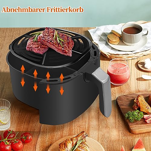 CLIPOP Digitale heteluchtfriteuse voor thuisgebruik met snelle luchtcirculatie, 3,8 l grote, olievrije, vetarme heteluchtfriteuse, 30 minuten tijd, anti-aanbakmand, vaatwasmachinebestendig - Afbeelding 6