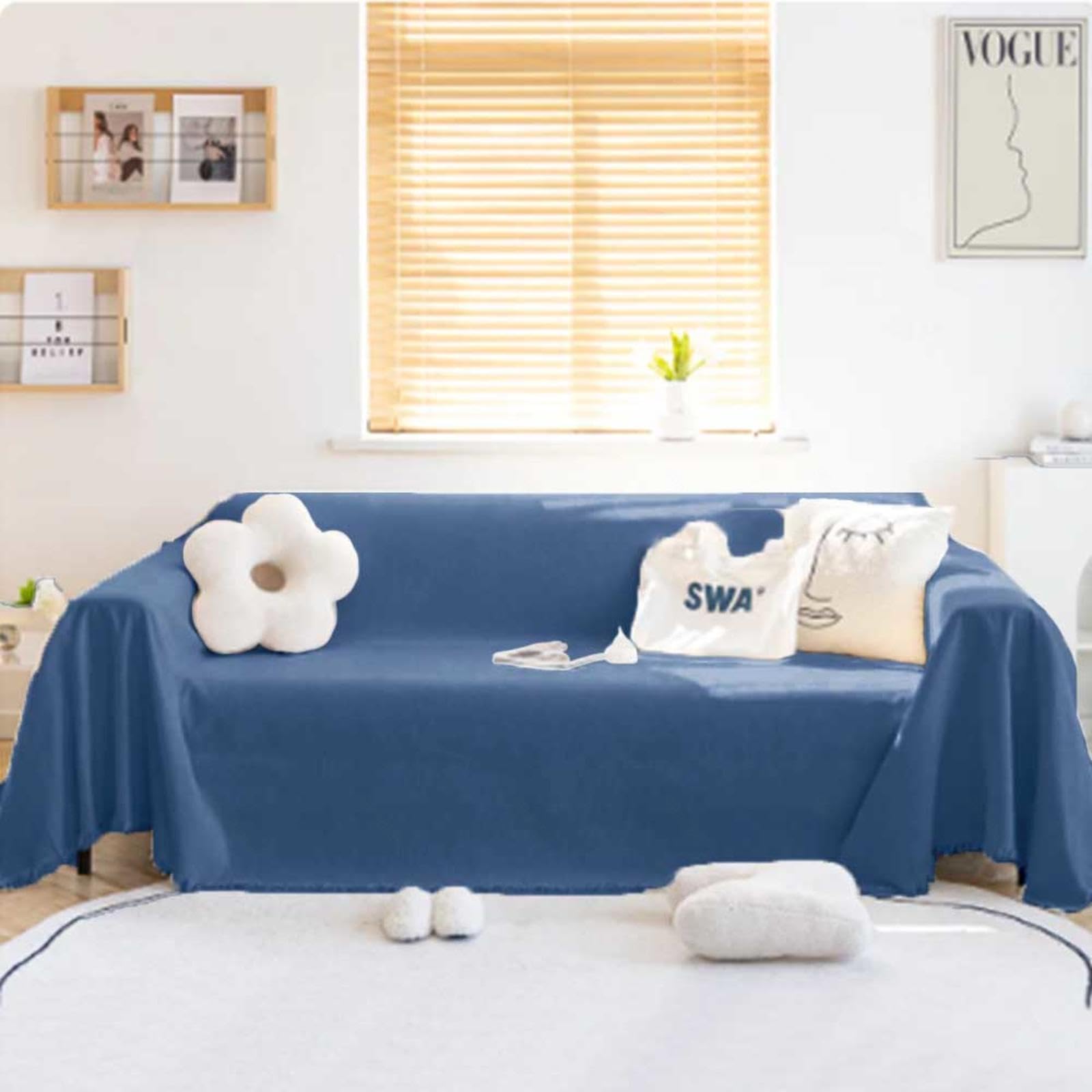 YWQJL Large Throw For Sofa - Extra Large 4 Seater Throw For Settees, Blue - 180x360CM - View #12
