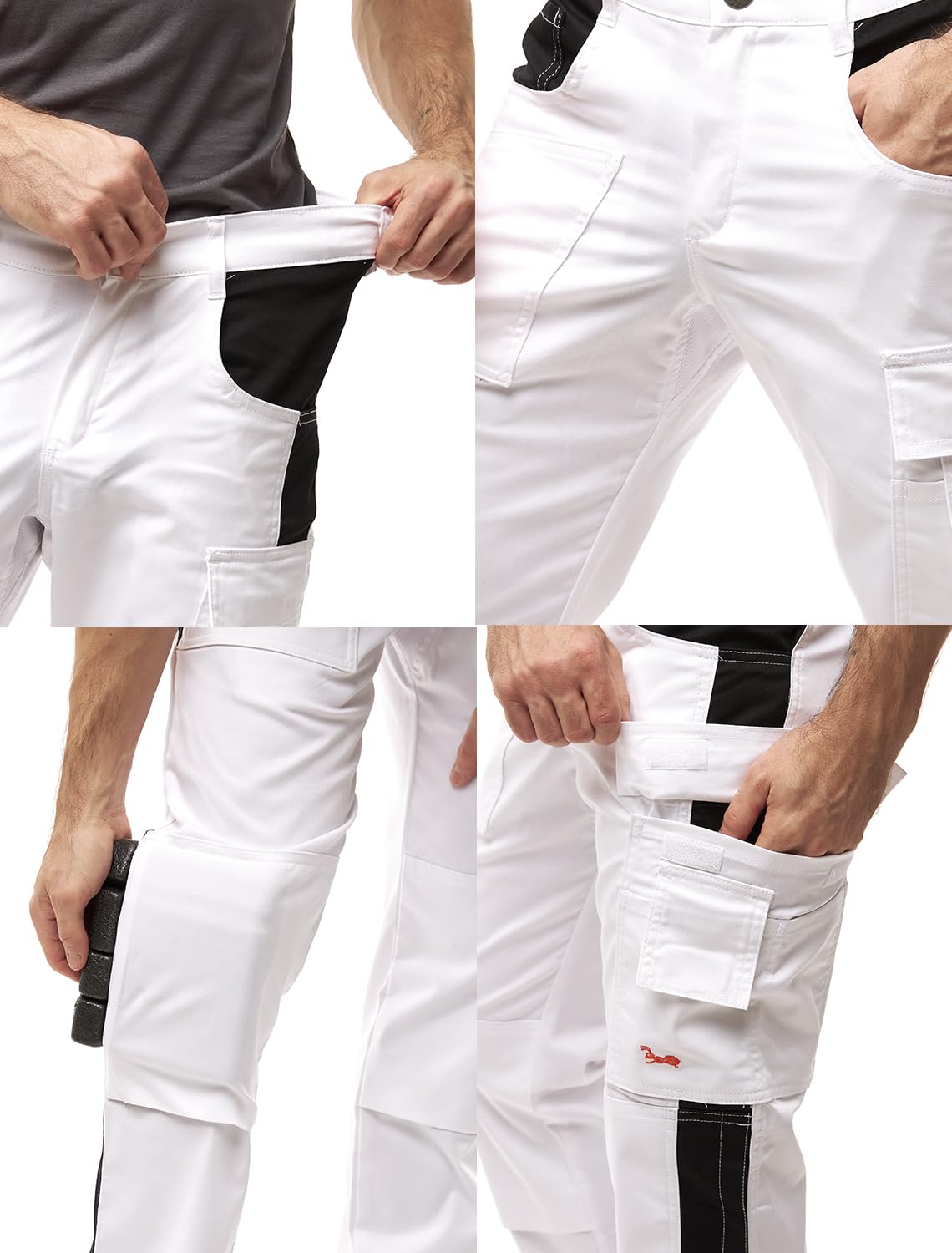 strongAnt Damen Arbeitshose komplett Stretch für Frauen Bundhose mit Kniepolstertaschen Schwarz Grau Weiß Pink