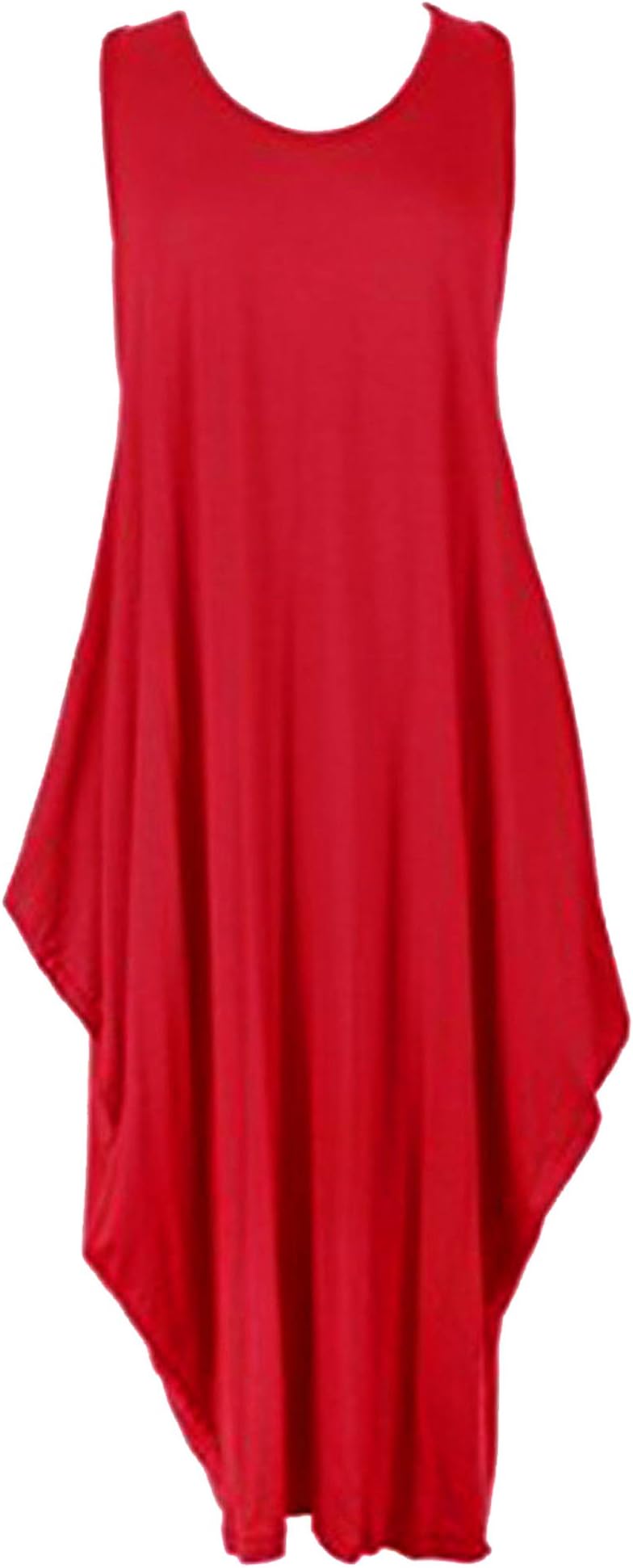 Womens Sleeveless Baggy Loose Racer Dress - Lagenlook Tulip Round Neck - Maxi Dresses for Women UK, Ladies Summer Dresses, Beach Holiday Clothes, Plus Size Dress for Women