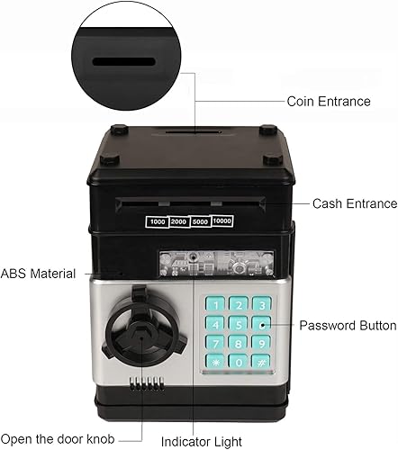 Miniatura 5 de Alcancía, contraseña electrónica de cajero automático, moneda para efectivo, puede desplazarse automáticamente, caja de ahorro de dinero, juguete de