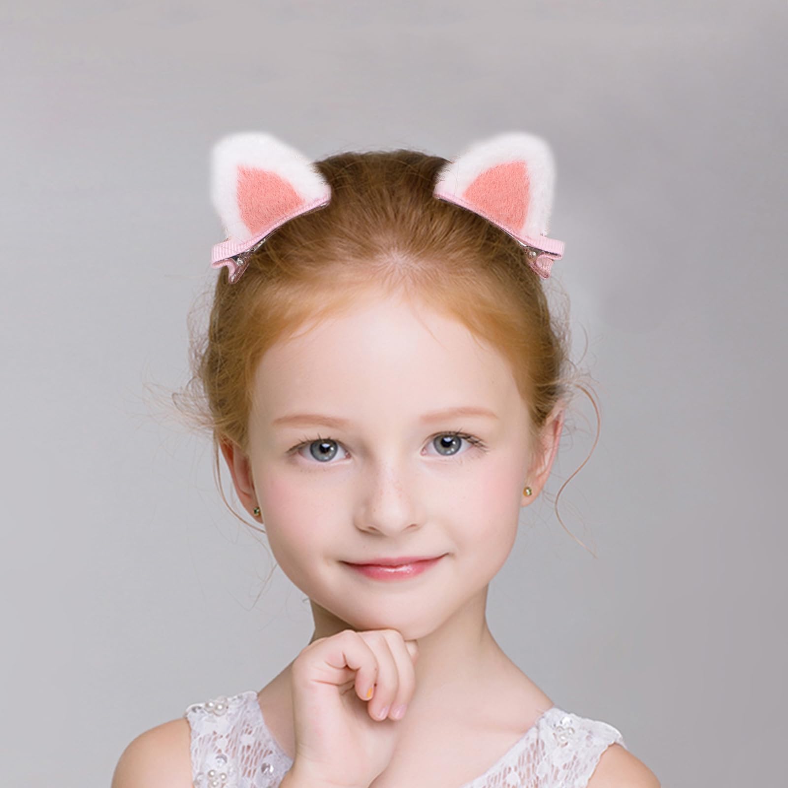 POPETPOP Cat Ear Hair Clips for Kids Girls 5 works Plush Barrettes Soft Hairpins for Toddlers Cute Accessories for Everyday Styling and Party Hairdos - Image 3