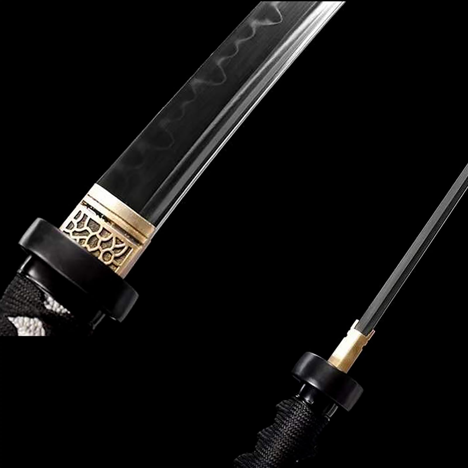 52,5cm handgefertigtes Wakizashi,Klinge aus T10-Stahl mit handgebranntem Wellenmuster,Scheide aus massivem Holz mit Lack,echtes Katana-Schwert für Geschenke,Sammlung,Spielen,Selbstverteidigung,Fitness