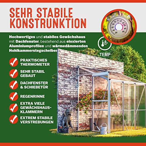 GARDEBRUK® Beistell Aluminium Gewächshaus 3,8m³ 190x130cm Treibhaus Gartenhaus Frühbeet Pflanzenhaus Aufzucht – Bild 5