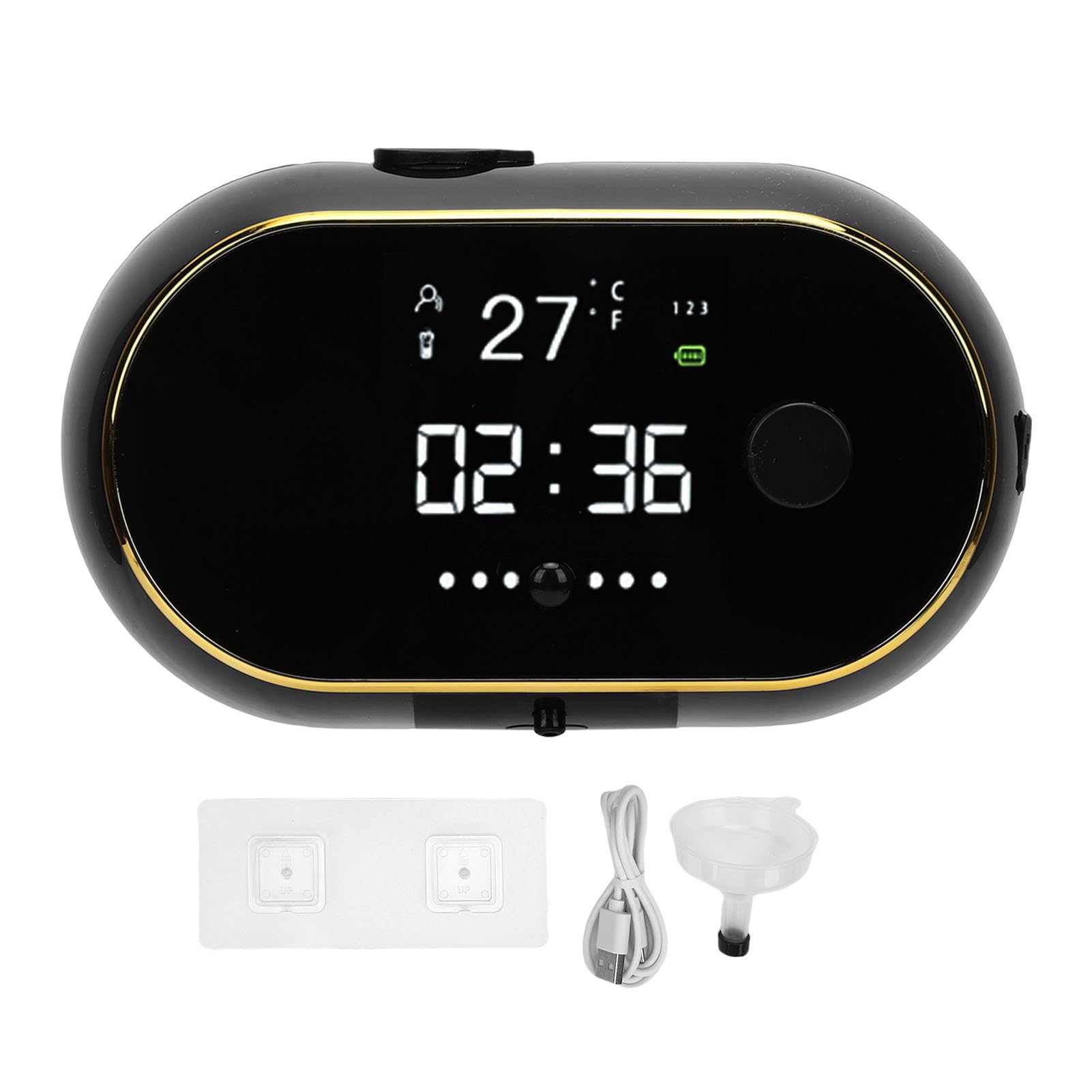 Fockety Dispenser Automatico di Sapone, Dispenser di Sapone Schiumogeno Touchless Ricaricabile a Parete, di per le Mani di Grande capacità con Display Digitale (BLACK)