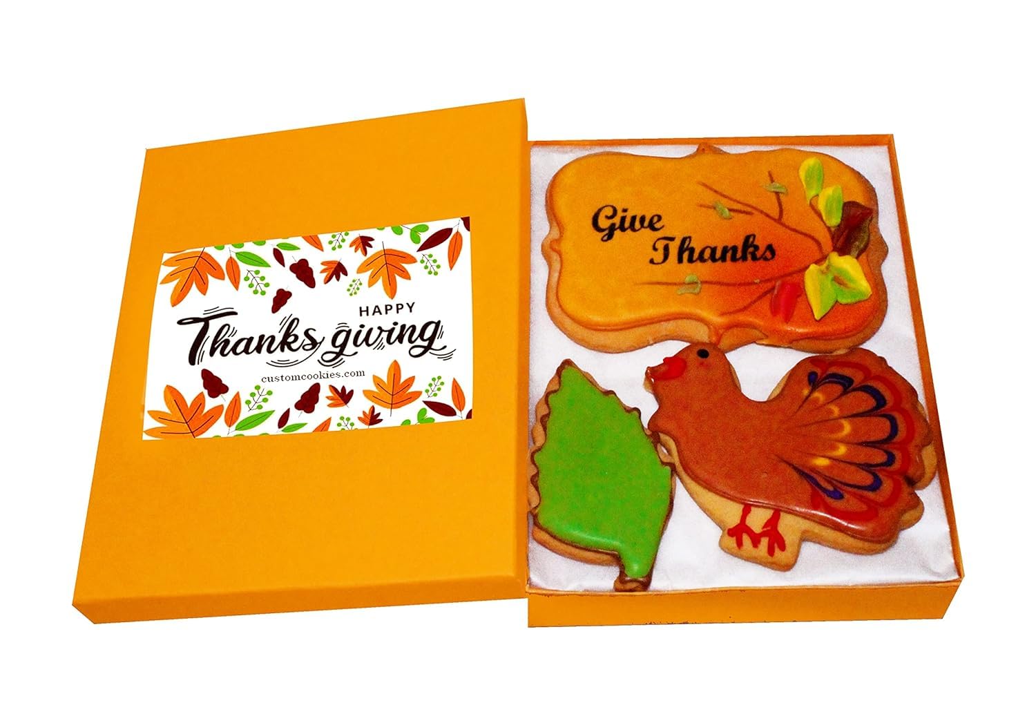 Thanksgiving Cookies Gift Basket, Gourmet Food Dessert Gift Box, Unique Fun Treat, For Kids Boys Girls Or Family & Friends, 3 Count