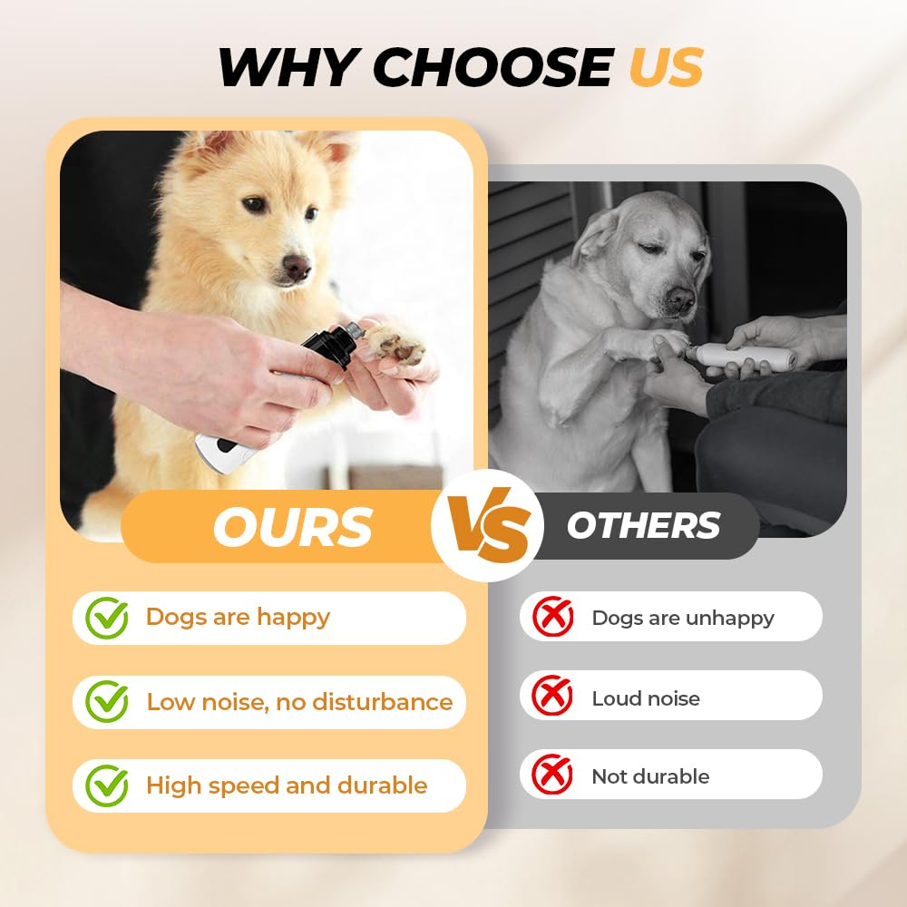 Silent Groom Pro - Molinillo de uñas para perros, molinillo de uñas Silent Groom Pro para mascotas, recargable con carga USB, silencioso, herramienta de alisado de patas de mascotas (2 juegos)