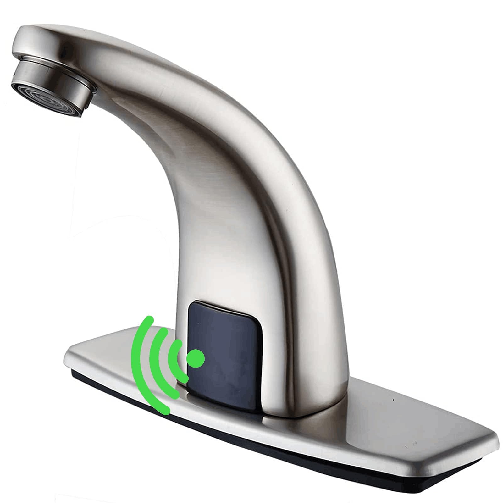 Greenspring Touchless Bathroom Sink Faucet, Battery or Plug-in Powered, Motion Sensor Activated Hands Free Basin Tap for Commercial with Control Box and Temperature Mixer, Brushed Nickel