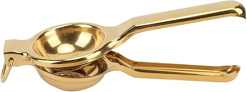 Miniatura 2 de Exprimidor de limón de acero inoxidable, exprimidor manual de cítricos con mango ergonómico largo, acabado dorado, prensa de jugo para limones,