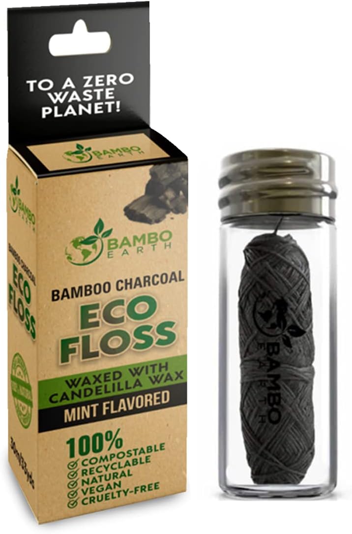 Eco-friendly biodegradable mint dental floss set. Low Tox