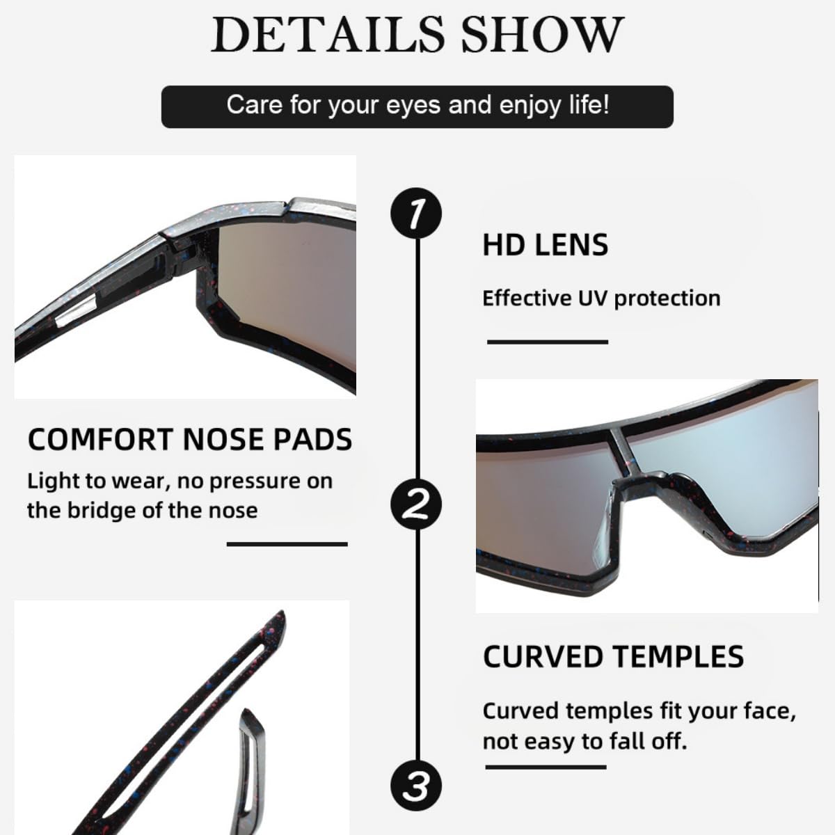 Karsaer Kids Teens Sports Non-Polarized Sunglasses Youth Baseball Cycling Glasses for Boys Girls E1225, Blue, Small - Image 5 thumbnail