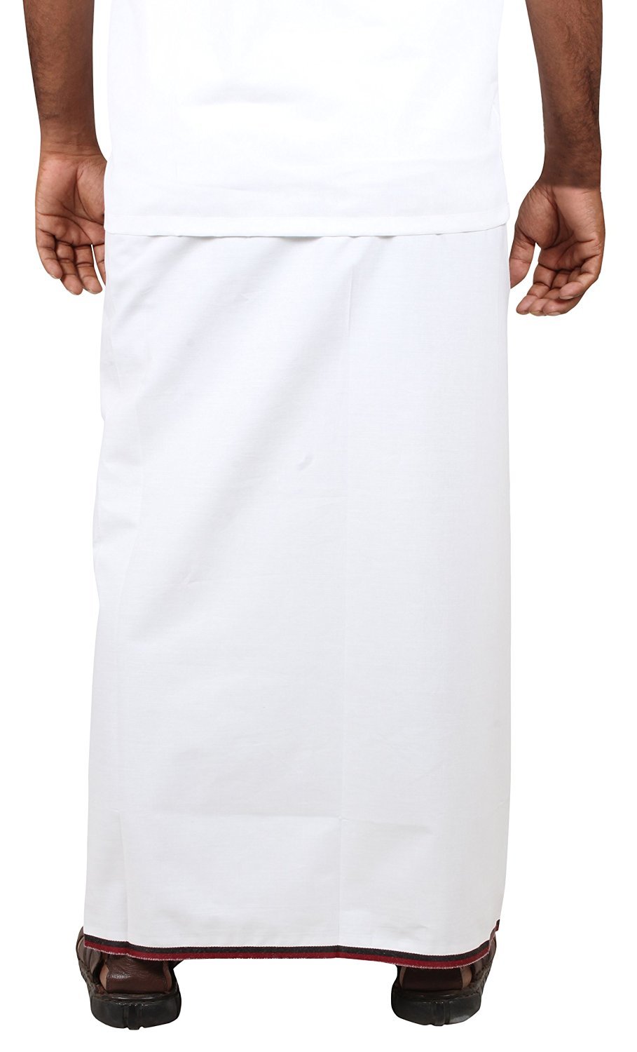 Prakasam Cotton -100% Cotton Dmk Party Men's Welcro Pocket Dhoti (Size-38) Height 42 Inch