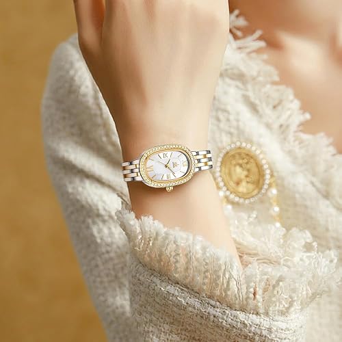 Miniatura 2 de SHENGKE SK - Reloj de pulsera de acero de aleación sólida con detalles de cristal ovalado para mujer