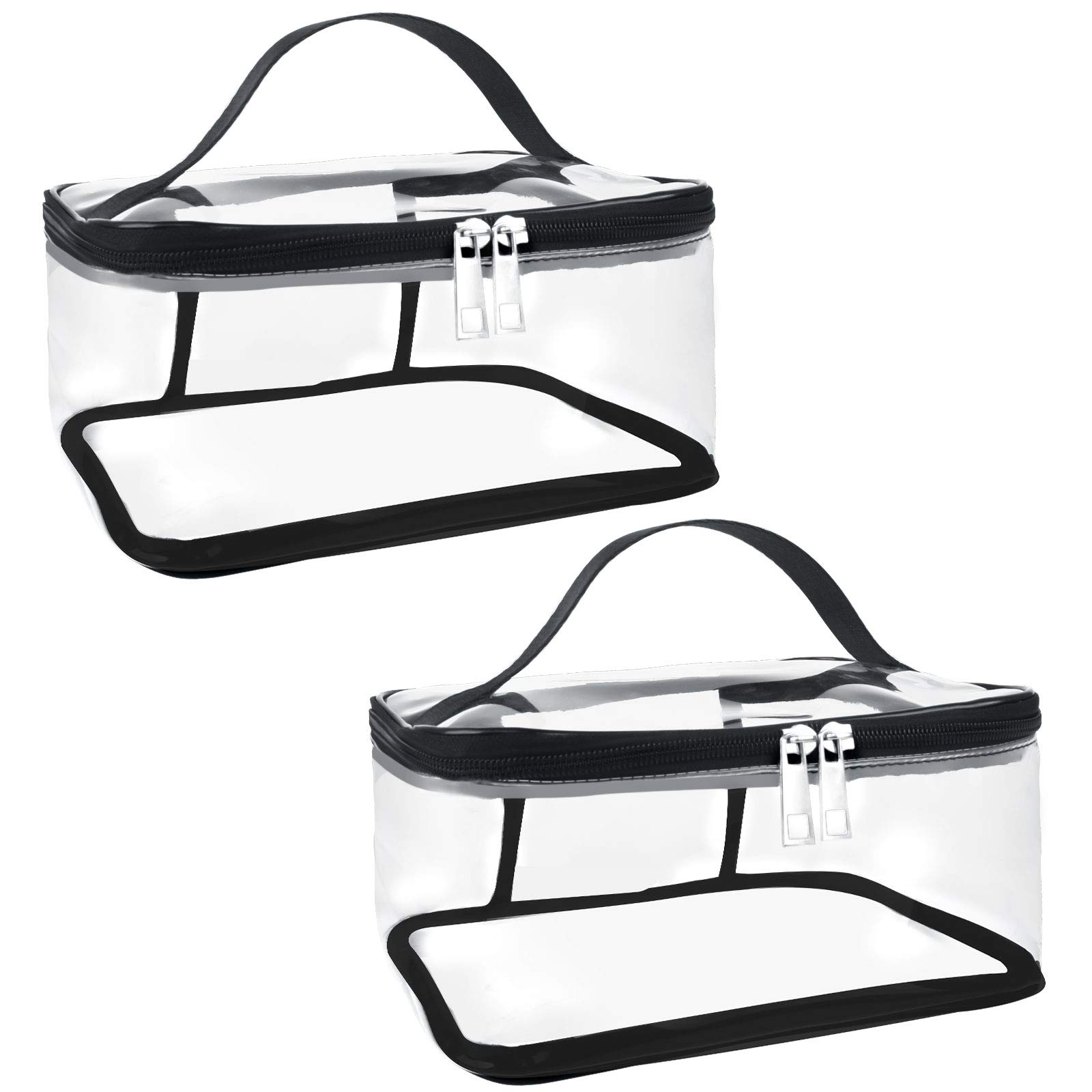 Kulannder Bolsa de Aseo 2 Piezas Bolsa de Aseo de Viaje Transparente, Bolsa de Maquillaje de Viaje Transparente, Estuche de Maquillaje con Cremallera para Viajes Desde casa (24 * 17 * 11 cm)