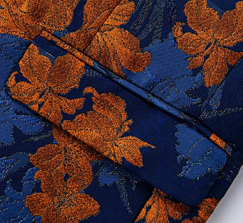 Mogu Mens Floral Blazer Slim Fit Elegant Tuxedo Jacket For Daily Prom Party Us Size 38 Orange #TOP3