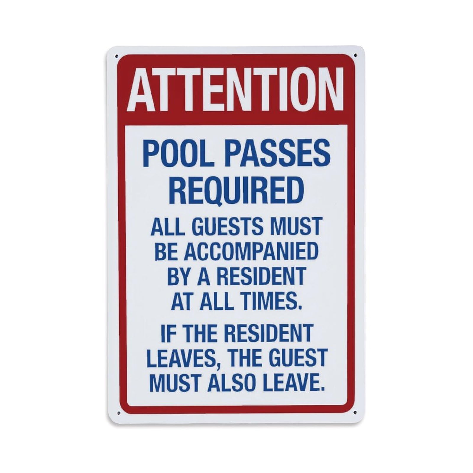 Pool Passes Required Notice Vintage Aluminium Metal Sign, Retro Wall Decor for Home, Bar, Garage & Farmhouse 30x20cm
