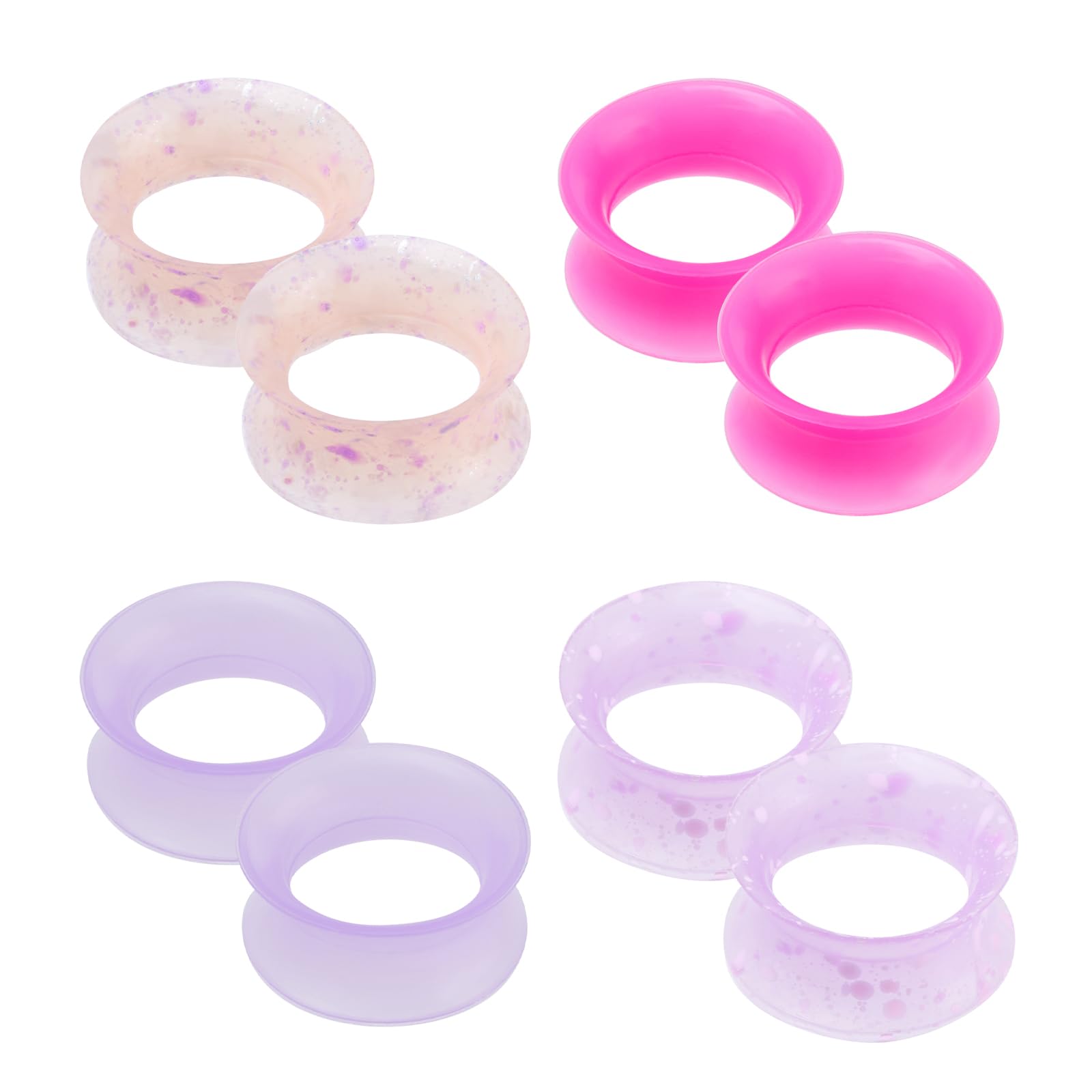 DERALA 4Pairs 0G-5/8” Soft Silicone Ear Tunnels and Plugs Flexible Ear Skin Ear Gauges Expander Set Ear Stretching Gauges for Ears Piercing Double Flared Flesh Ear Piercing Jewelry Men Women