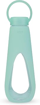 HOST Revive Water Bottle with Ergonomic Cut Out Soft Silicone Sleeve and Carrying Handle, Dishwasher Safe 16 Oz Mint Set of 1