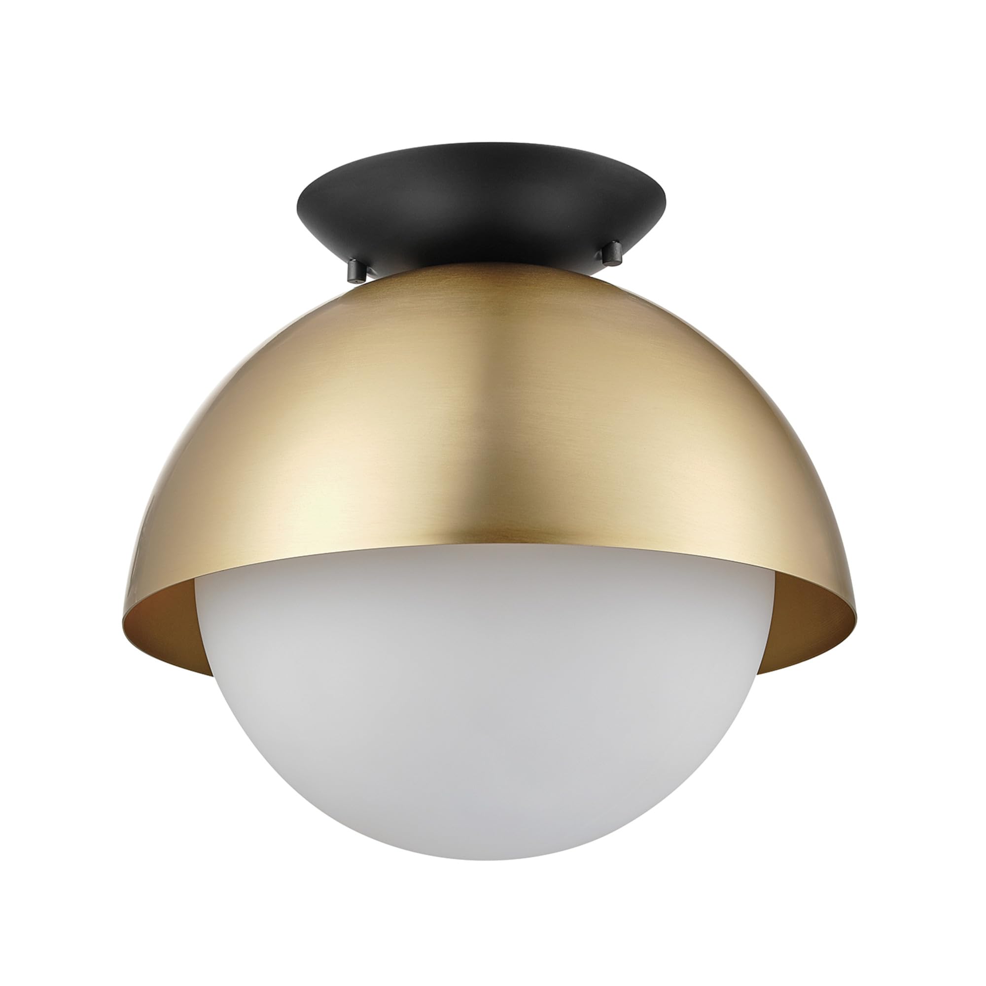 Oswald 1-Light Flush Mount, Matte Brass, Matte Black Accent Canopy, Frosted Glass Shade-image-42