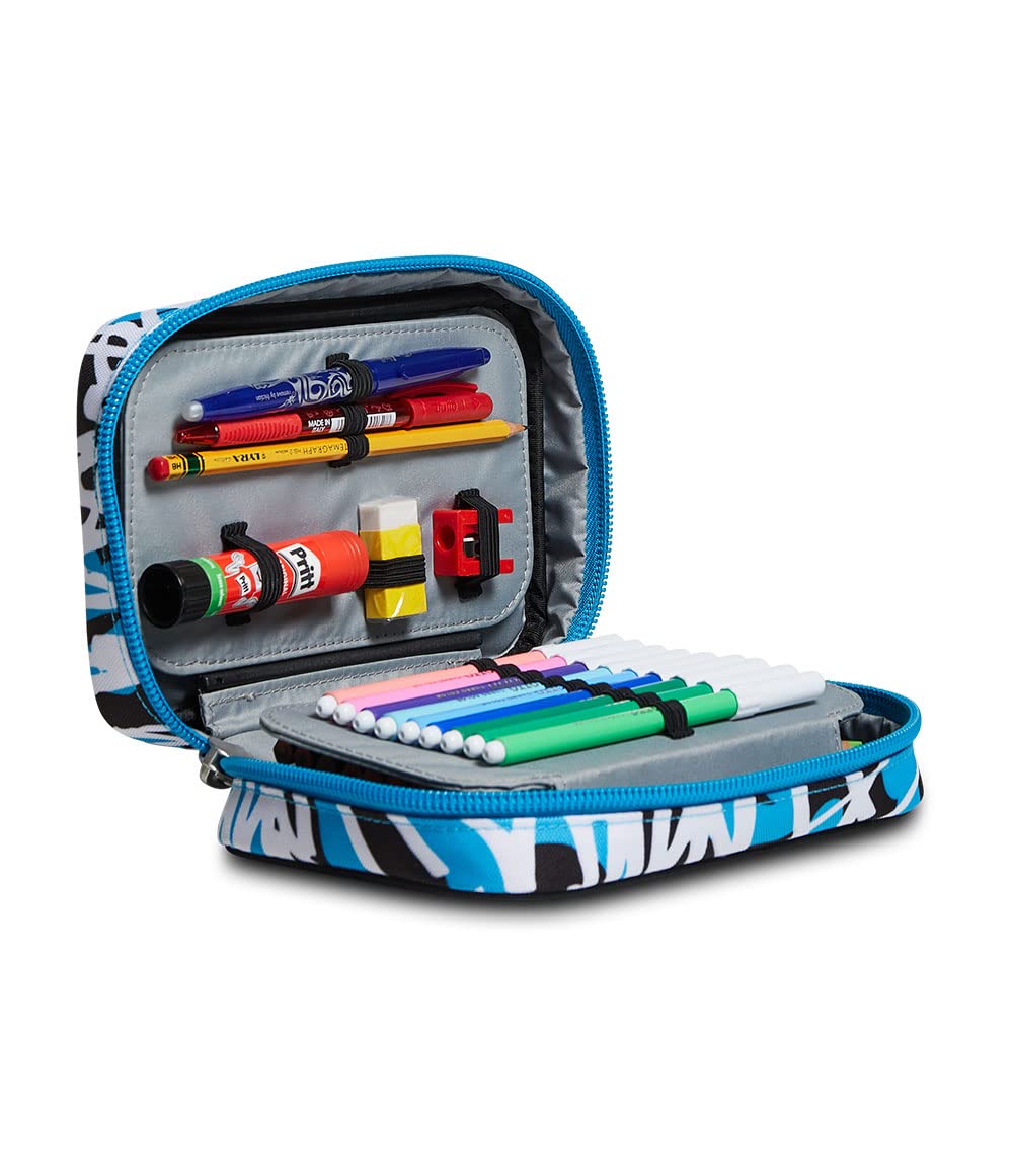 Seven Speed Case Federmäppchen, Mäppchen, Mehrfarbig, Federtasche für Schreibwaren, Etui mit Stiften, Kugelschreiber, & mehr, Mädchen, Jungen, Schule, blau