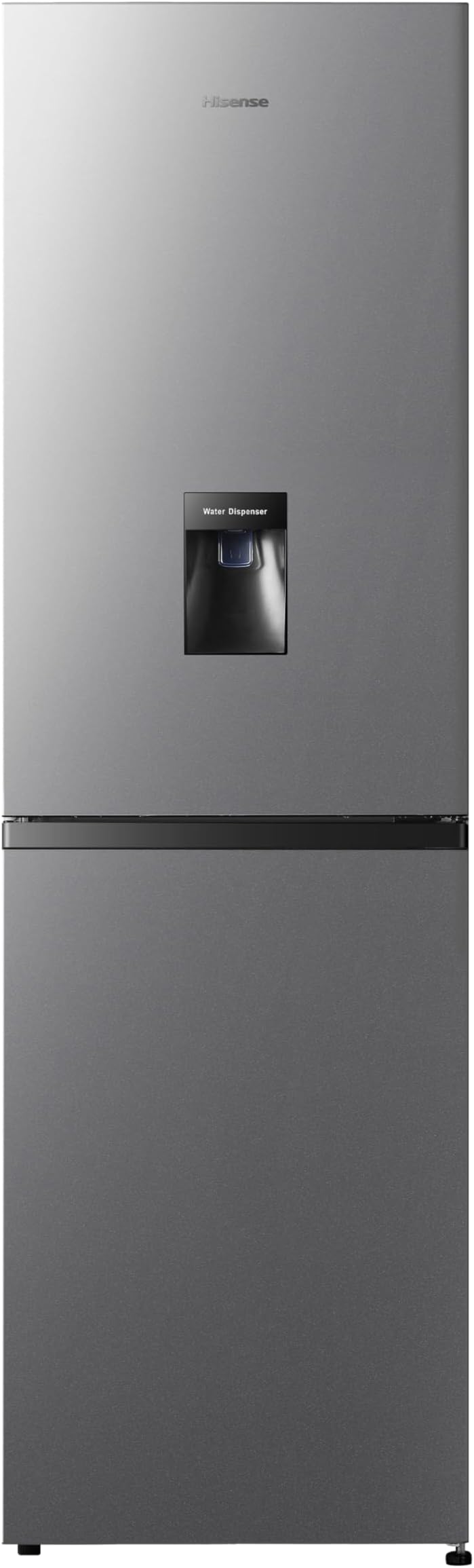 Hisense RB327N4WCE 55cm Freestanding 50/50 Fridge Freezer - 256 litre capacity - Total No Frost - Non-plumbed Water Dispenser - Silver - E Rated, H182.4 x W55 x D55.6 (cm)