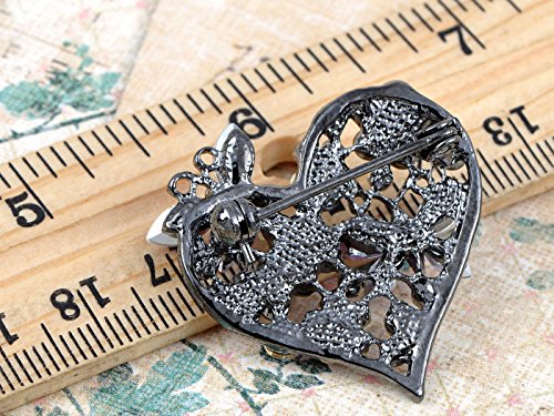 Alilang Womens Floral Silvery Tone Crystal Rhinestone Insect Butterfly Love Flower Heart Brooch Pin #TOP2