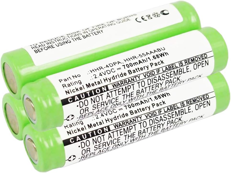 subtel 2x Battery for Cordless phone Compatible with Panasonic KX-TG1031S, KX-TG1032, KX-TG1033, HHR-55AAAB - (700mAh, 2.4V)