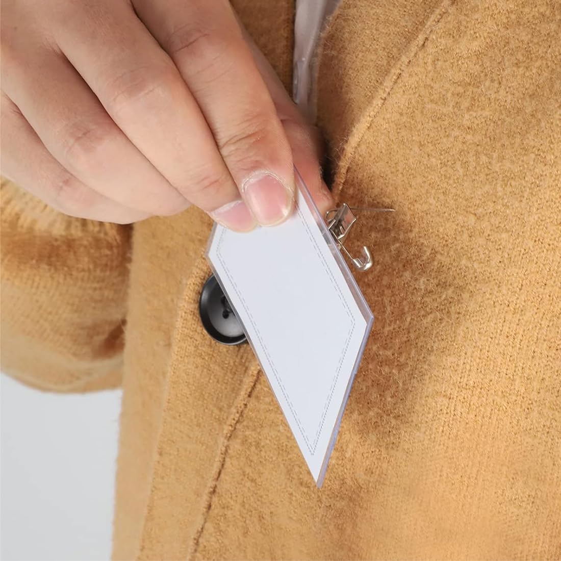 Targhette con nome per vestiti 20 pezzi plastica trasparente clip spilla sicurezza